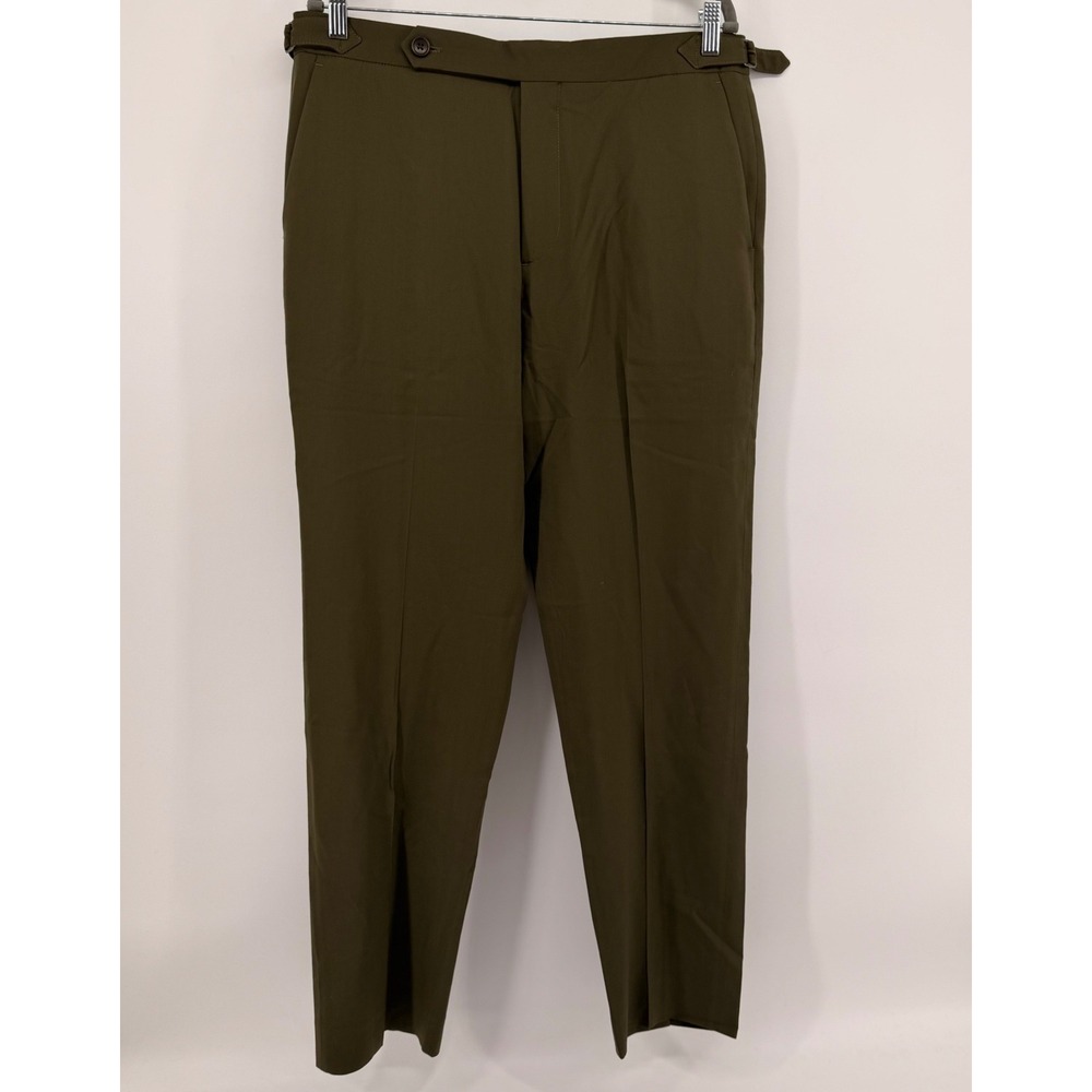 Todd Snyder Pants Mens 33x32 Olive Green Virgin Wool Tailored Side Tab Trousers